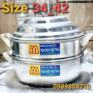 (Tặng lưới đồ xôi)Bộ xửng hấp nhôm Mạnh Hùng size 34,36,38,40, 42 ,bộ xửng hấp bánh bao,hấp xôi ,rau,củ quả ,đun gas