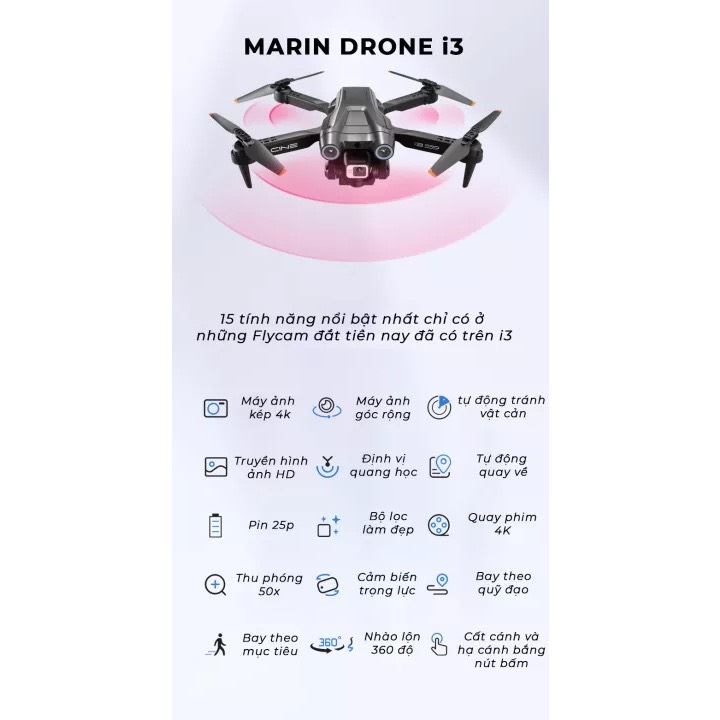 Máy Bay Điều Khiển Từ Xa, Flycam Mini I3 Pro Max, Ply cam Cảm Biến Tránh Vật Cản, pin 2500mA bay 25 phút