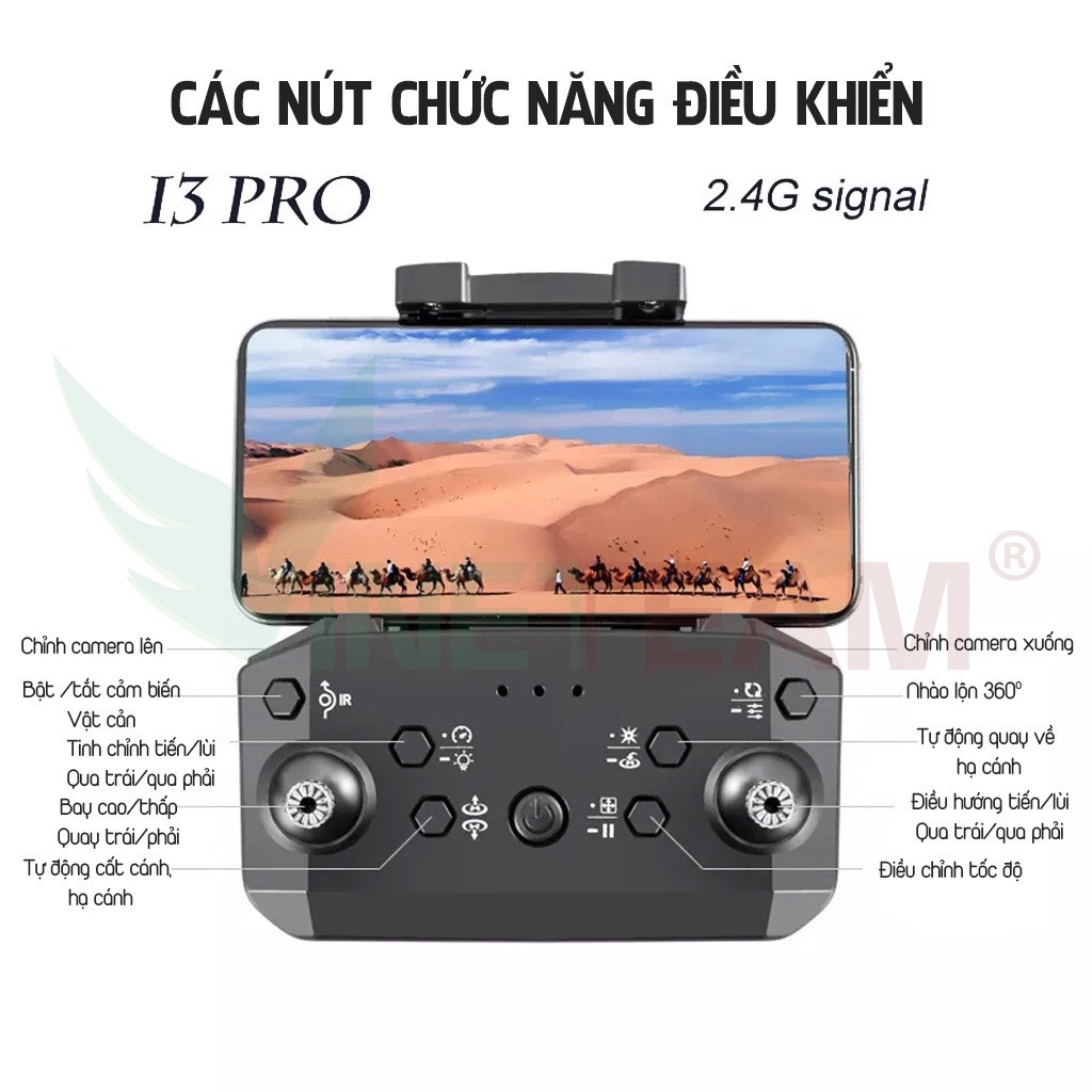 Máy Bay Điều Khiển Từ Xa, Flycam Mini I3 Pro Max, Ply cam Cảm Biến Tránh Vật Cản, pin 2500mA bay 25 phút