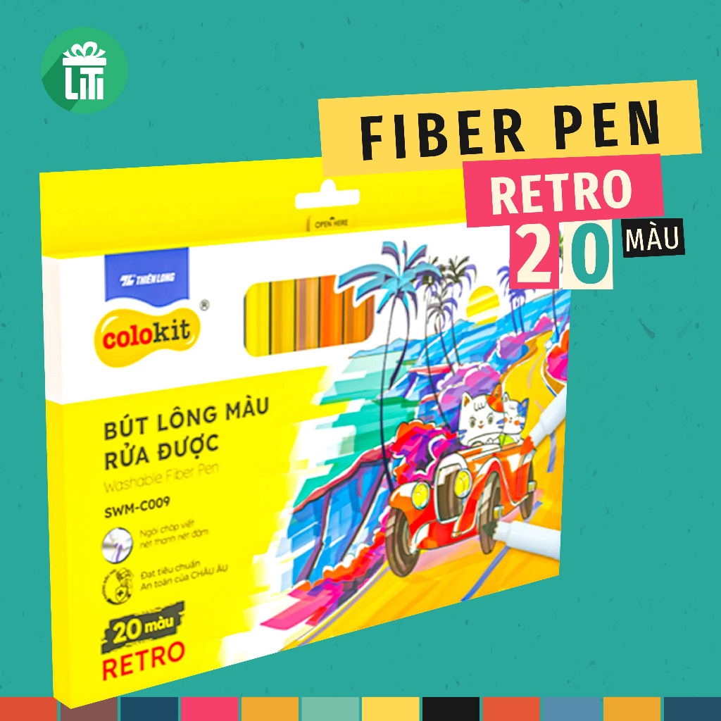 Bộ bút Fiber Pen 20 màu RETRO Thiên Long - Super Tips (Colokit SWM-C009)