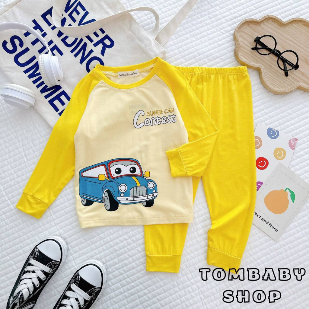 Bộ Dài Tay Thu Đông Minky Mom In Họa Tiết Ngộ Nghĩnh Bo Chun Phối Tay Dễ Thương Cho Bé Trai, Bé Gái