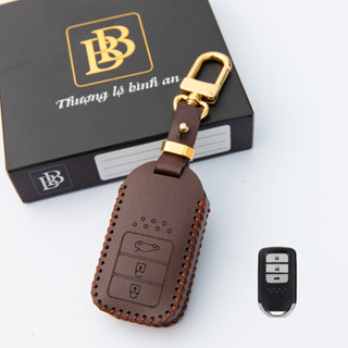 Bao Da Chìa Khoá Ô tô Honda CRV 2014-2023, City 2015-2020, Civic 2013-2015 chìa 3 nút bấm 100% Da Thật, Khắc tên, sdt-BB