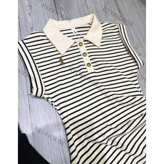 Váy cotton tăm xếp ly eo xẻ bên