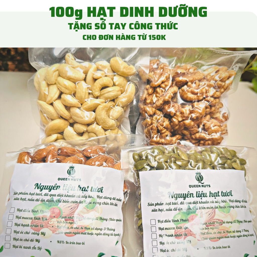 [TẶNG SỔ TAY] 100g Các loại hạt dinh dưỡng, hạt đậu hữu cơ làm ngũ cốc dinh dưỡng, nấu sữa hạt, nấu đồ ăn dặm cho bé