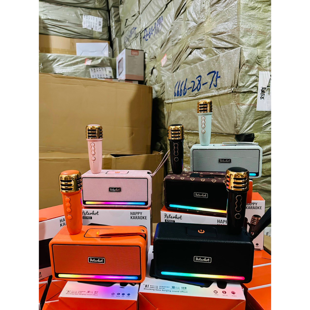 Loa Bluetooth Kèm Mic Karaoke Peterhot A2203/A2201 - Kèm Mic, Led Theo Nhạc , Công Suất Lớn - Bảo Hành 6 Tháng