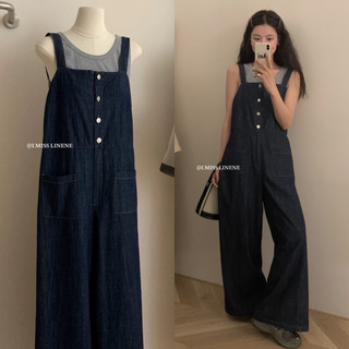 Quần yếm jean ống suông nút ngực Imiss - YQD138