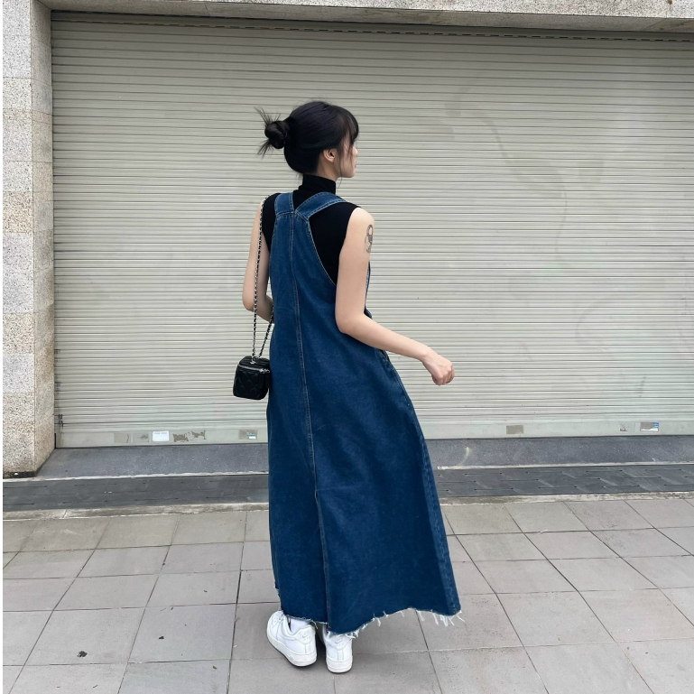 Váy yếm jean maxi lai thô - YV163 | BigBuy360 - bigbuy360.vn