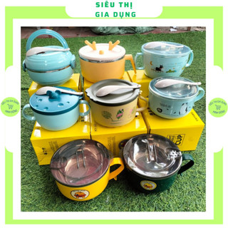 Bát ăn mì có nắp inox giữ nhiệt cute có quai , Ca ăn mì có nắp đậy , Bát úp mì có nắp