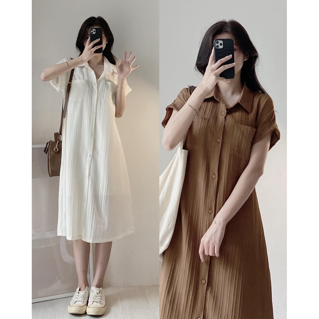 Váy thô đũi kẻ tay hến kèm váy 2 dây Maia 2s0081-P4K15,16