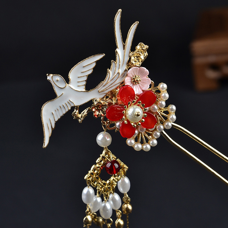 Trâm cài tóc cổ trang hình chim trắng