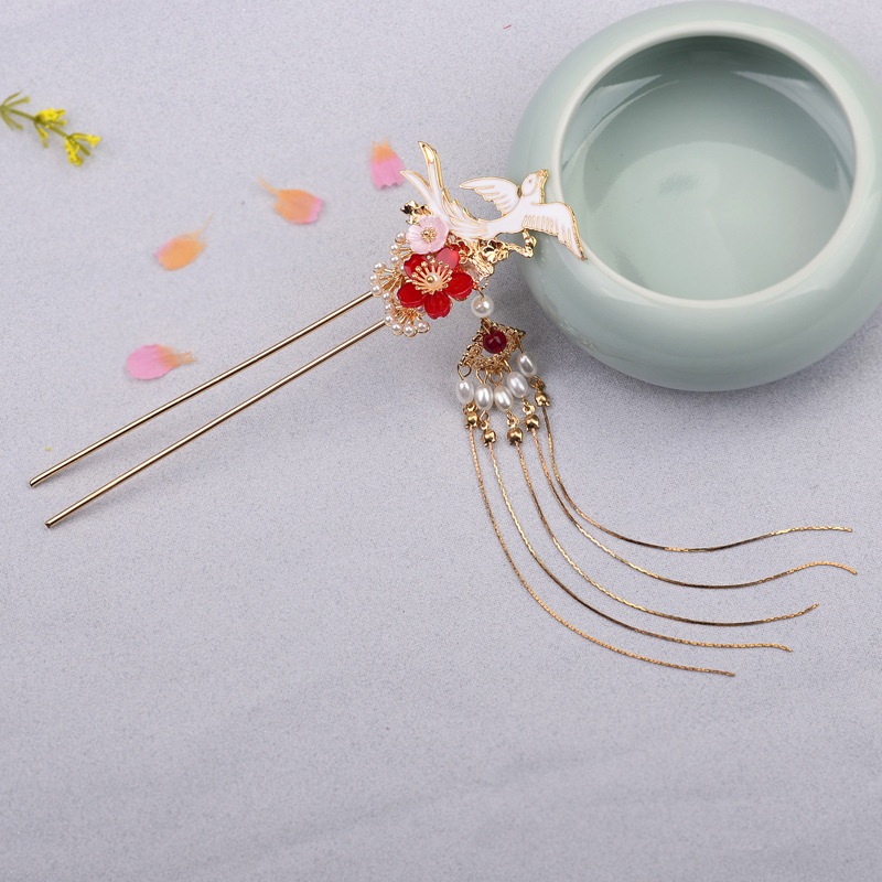 Trâm cài tóc cổ trang hình chim trắng