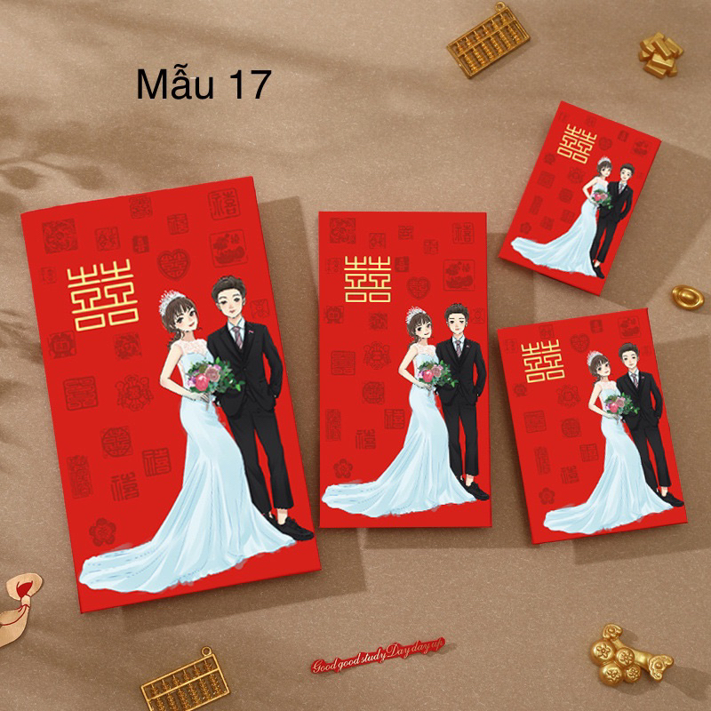 {Mẫu mới} {10 cái} Bao lì xì, phong bì bê tráp bưng quả đám cưới