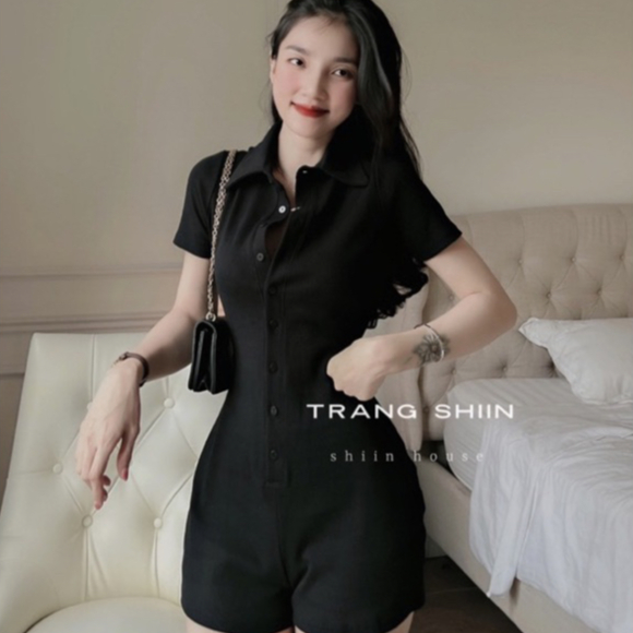 Jumpsuit Body Jumpsuit Polo đen,nâu có cúc basic sang trọng Hottrend 2023