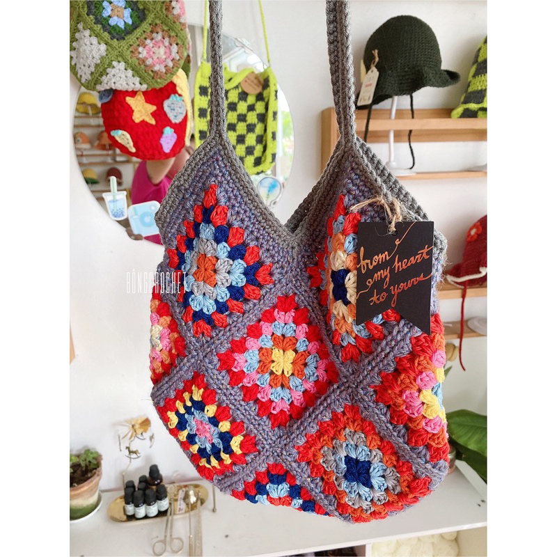 Túi len đáy bầu 🩶 xinh crochet/handmade len