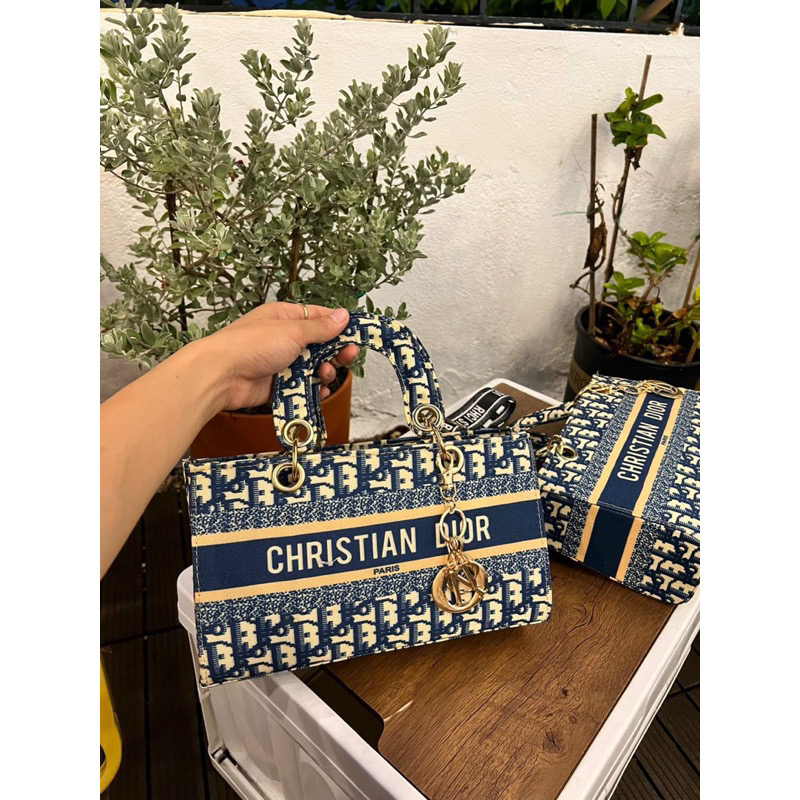 Túi xách Lady ngang chất liệu vải dệt