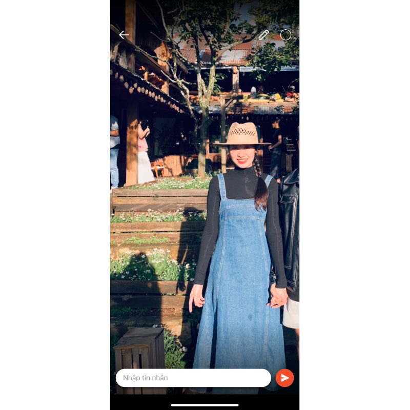 Váy yếm jean dáng dài hàng Quảng Châu siêu xinh