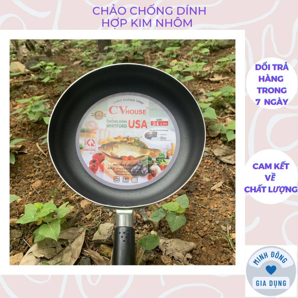 Chảo chống dính hợp kim nhôm house size 24cm 1 đổi 1 nếu lỗi