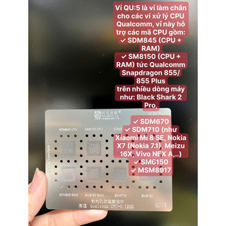 Vỉ làm chân CPU qualcomm các mã Qu1-QU8