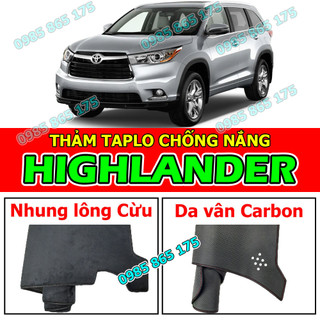 Thảm taplo toyota highlander bằng nhung lông, da vân carbon, da vân gỗ 2007 2008 2009 2010 2011 2014 2015 2016 2017