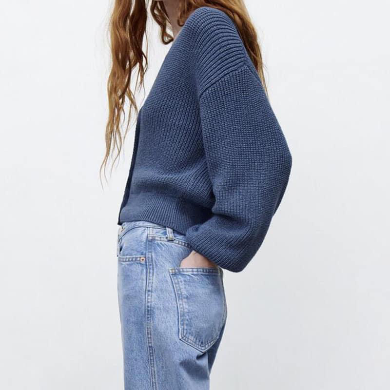 Áo khoác cardigan len đan dáng ngắn, tay bo zara dư xuất xịn