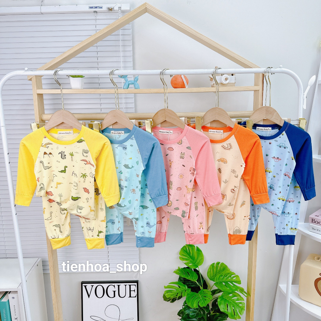 {Bé 7-32kg} Bộ Dài tay Thun Lạnh ráp lăng in hình mềm mịn mát in hình cho bé trai, bé gái BẢNG 2