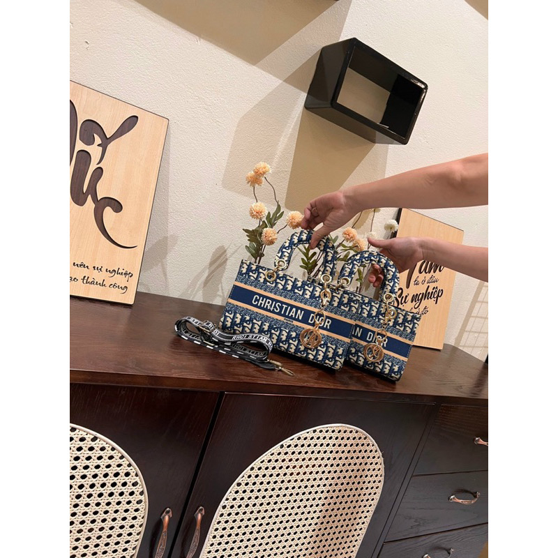 Túi xách Lady ngang chất liệu vải dệt