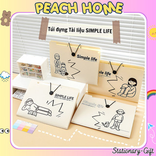 TÚI ĐỰNG TÀI LIỆU A4 Simple Life 5 Ngăn Chống Nước CUTE Tệp Đựng Giấy Kiểm Tra Hồ Sơ Đề Cương Trong Suốt Peach Home