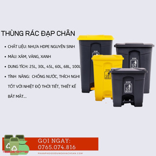 Thùng rác đạp chân 45l nhựa siêu dẻo