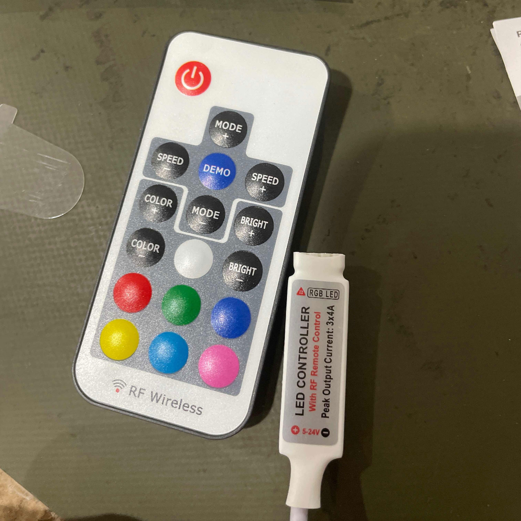Bộ điều khiển led từ xa không dây xuyên tường RF 17 key DC 5-12-24VDC --- dành cho led RGB 5050/3528 4 chân