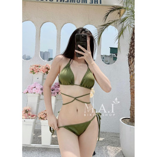 Bikini basic màu xanh rêu siêu sáng da