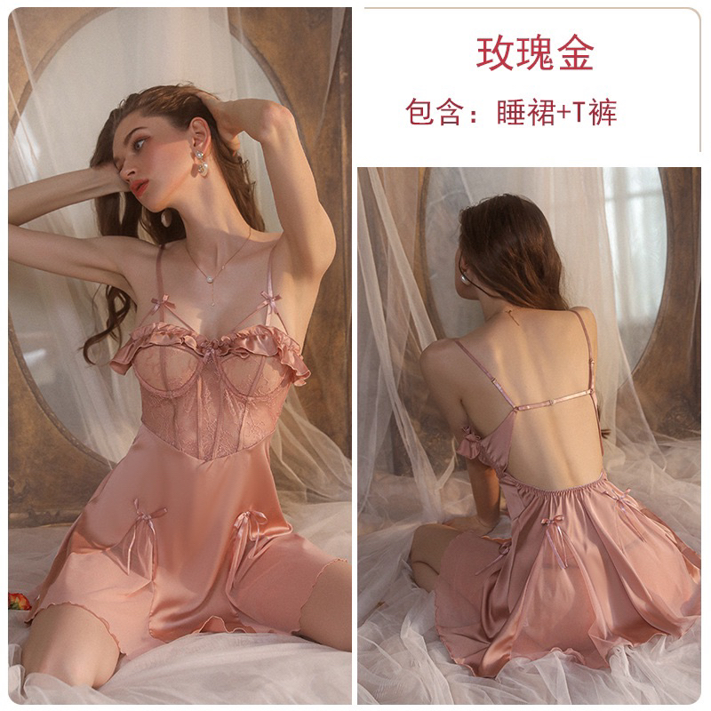 Váy ngủ lụa hot 2 dây sexy quyến rũ gợi cảm cao cấp nữ H7799