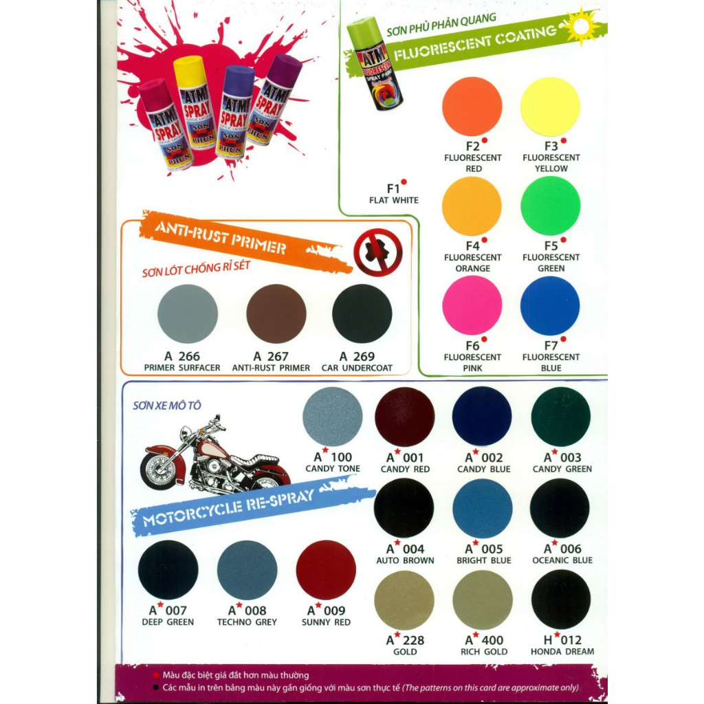 Sơn xịt màu nhũ ATM - A100, A400 - 400ML