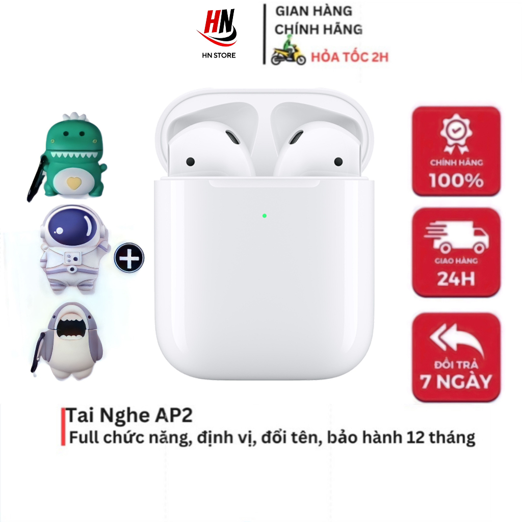 Tai nghe Bluetooth AlP2 Không Dây Pin Trâu 6h, Định Vị, Đổi Tên, Âm Tốt chính hãng HN SRORE