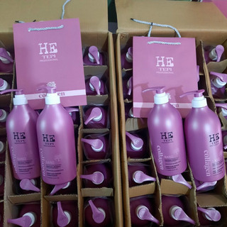 Cặp 2 chai gội xả he tepi hồng nano collagen 1000ml