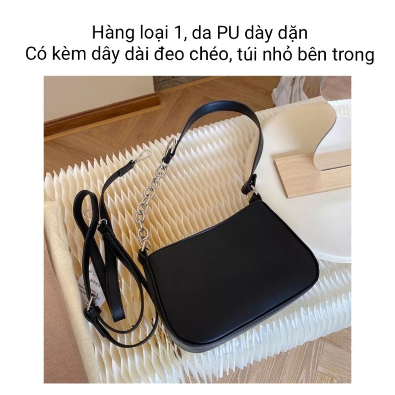 Túi kẹp nách da PU basic dây xích hàng loại 1 DT067