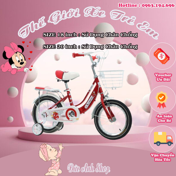 Xe đap trẻ em XAMING cho bé gái từ 6 đến 11 tuổi size 18 inch, 20 inch, hàng chính hãng nguyên hộp chưa lắp ráp