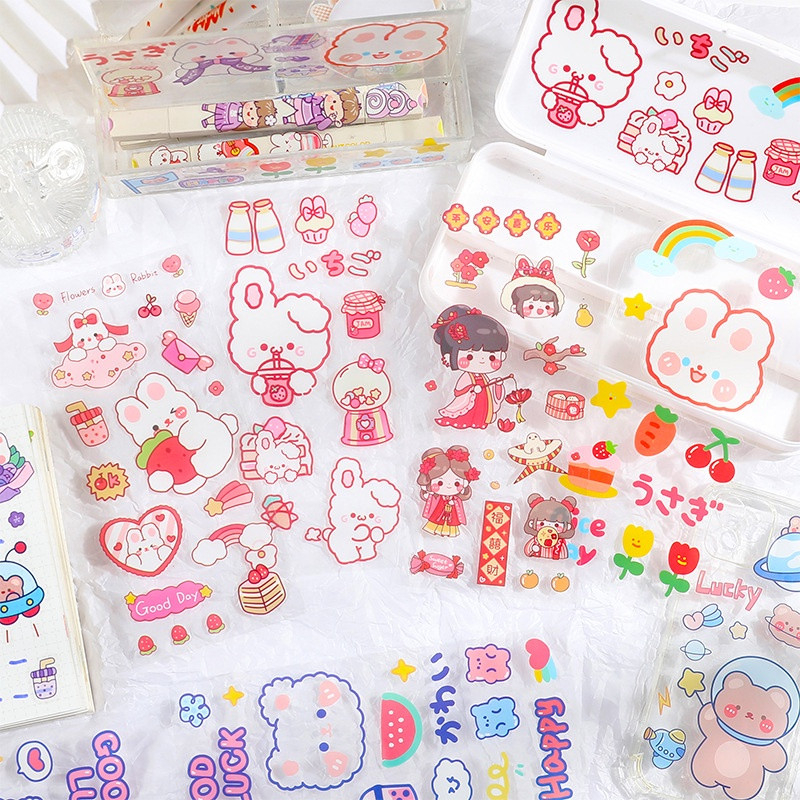 Sticker cute trang trí tập vở, bình nước, bút, văn phòng phẩm