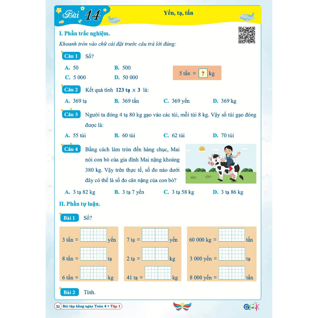 Sách - [ Lớp 4 - hk1 - Cánh diều ] - Bài tập hằng ngày toán 4 tập 1