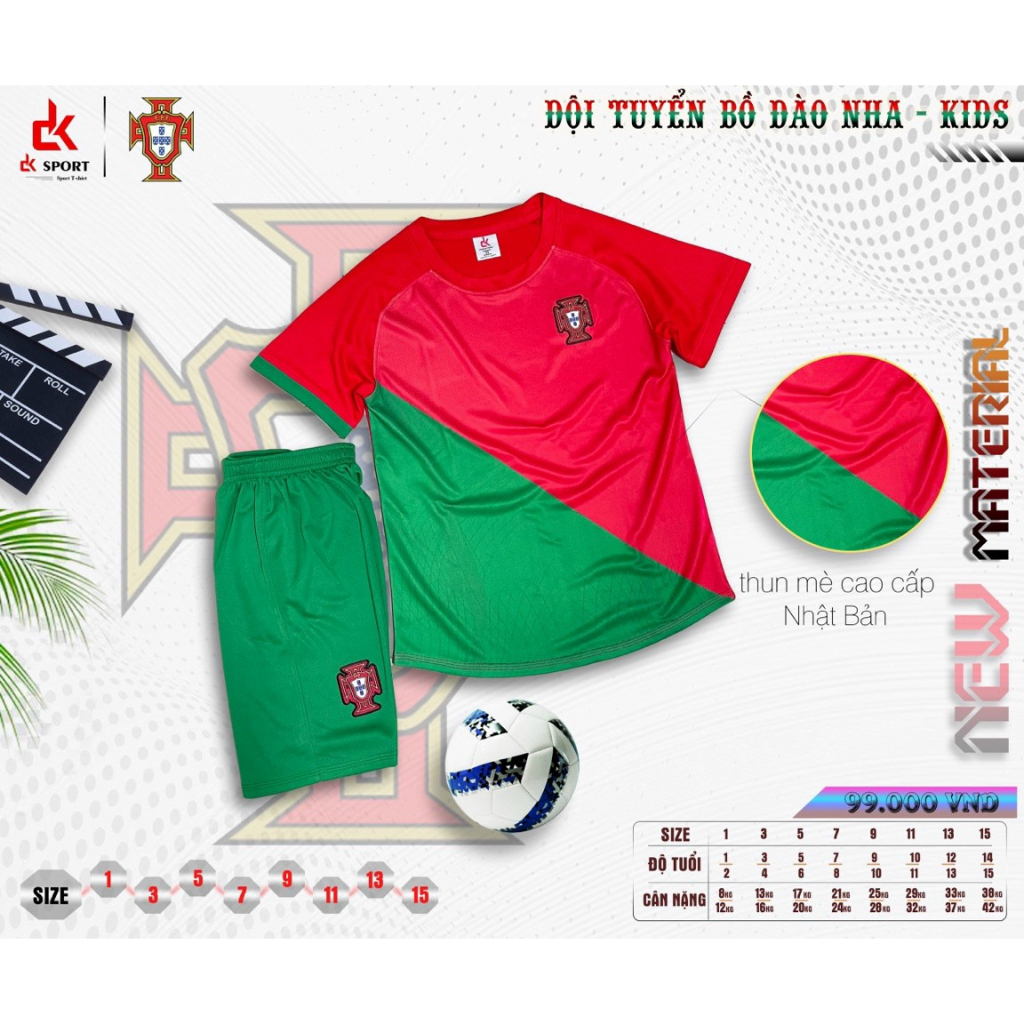 ÁO ĐÁ BÓNG BỘ QUẦN ÁO BÓNG ĐT BỒ ĐÀO NHA ĐỎ - NGƯỜI LỚN VÀ TRẺ EM 2024