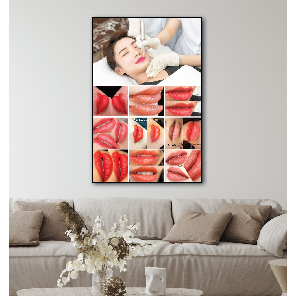 Khung tranh phun xăm chân mày phong thủy cho thẩm mỹ viện spa