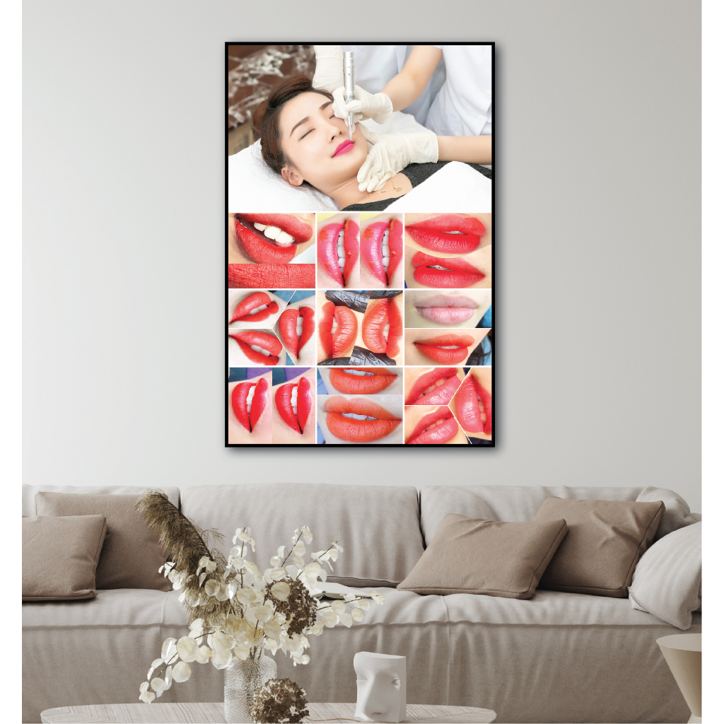 Khung tranh phun xăm chân mày phong thủy cho thẩm mỹ viện spa