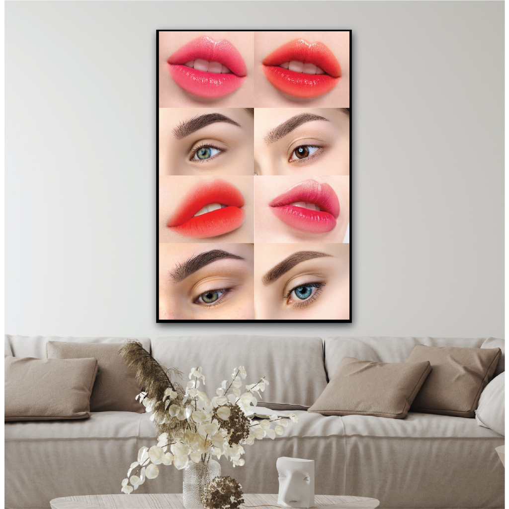 Khung tranh phun xăm chân mày phong thủy cho thẩm mỹ viện spa