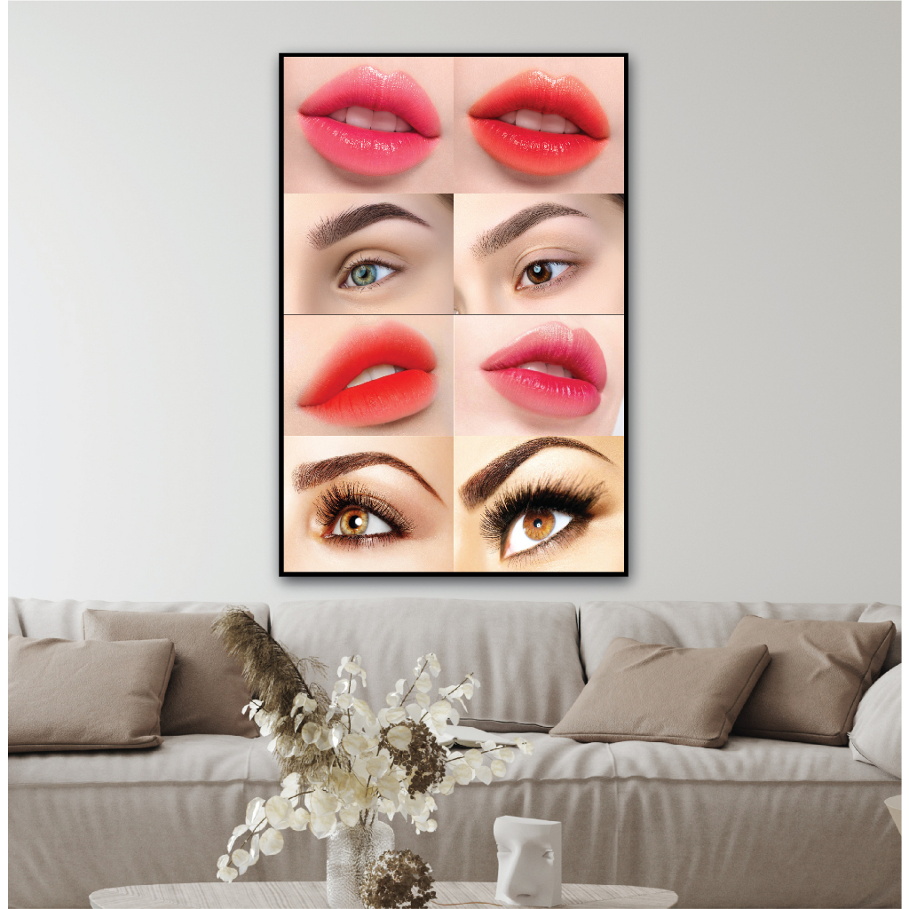 Khung tranh phun xăm chân mày phong thủy cho thẩm mỹ viện spa