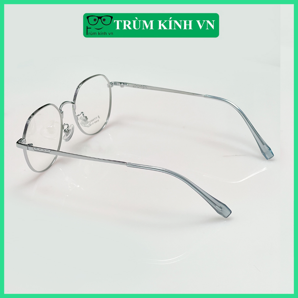Gọng kính Titan 6637 dáng đa giác bầu - Mắt kính giả cận nam nữ phong cách thời trang gọng mảnh nhẹ