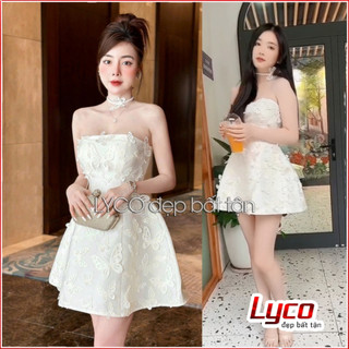 Đầm cúp ngực thêu bướm thời trang choker hồ điệp, váy xòe dáng A dễ thương dành cho nữ mặc dự tiệc, đi chơi, sinh nhật