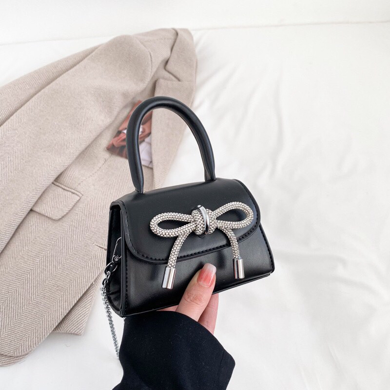 Túi Xách Nữ nơ đá dáng vuông nhỏ xinh full màu