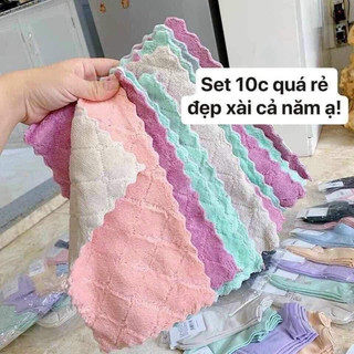 Combo khăn lau bếp - khăn lau tay 2 mặt siêu thấm