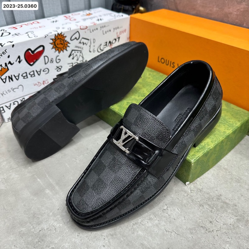 Giày Loafer LV Đế Phíp 2 màu đen nâu hoạ tiết caro mới 2023 fullbox