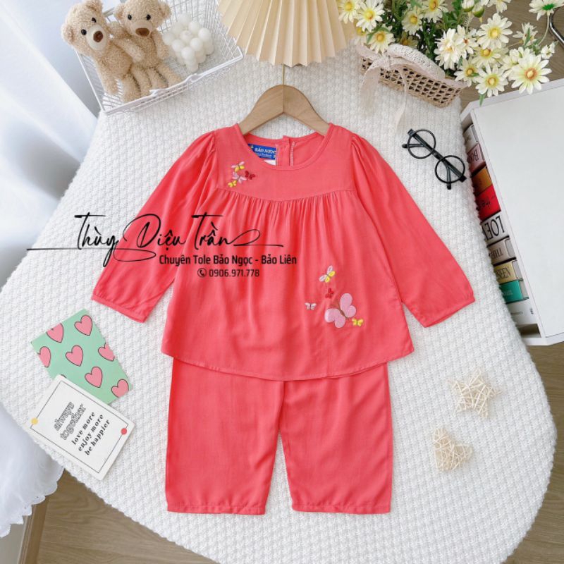 Bộ tay dài Bảo Ngọc 7-23 kg cho bé gái chất liệu Tole/Lanh