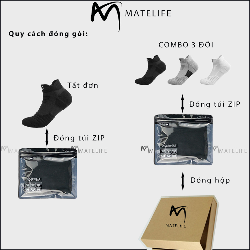 Tất nam gân dầy ma sát thể thao MATELIFE hàng cao cấp MTLSPORT38 êm ái khử mùi hôi cực tốt